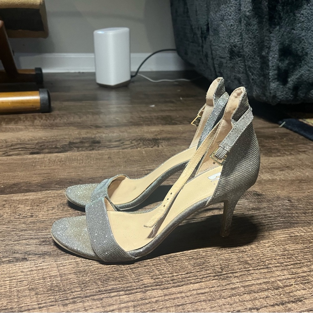 Sparkly Silver Strappy Heels